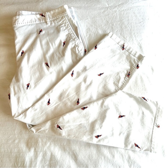 Talbots Pants Parrot Embroidered Relaxed Chino White Cotton Plus Size 16WPetite - Picture 12 of 16